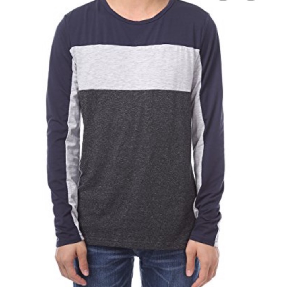 NWT Kaiusi Navy & White Contrast Color Block Long Sleeve Top